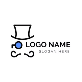 Mustache Logo Simple Hat and Mustache logo design