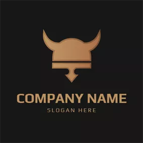 Gladiator Logo Simple Horned Warrior Helmet logo design