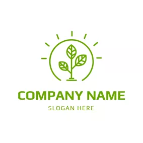 Agriculture Logo Simple Lamp and Organic Tree logo design