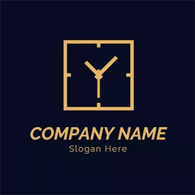 Clock Logo Simple Line and Clock Icon logo design