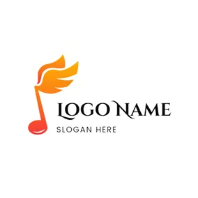Music Logo Simple Note and Beautiful Wings logo design