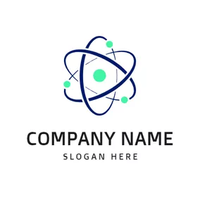 Science & Technology Logo Simple Orbit and Green Atom logo design
