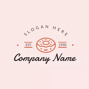 Snack Logo Simple Outline and Doughnut logo design