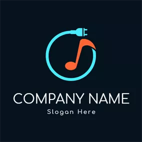 Music Logo Simple Plug and Orange Note logo design