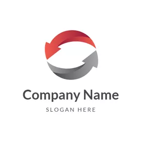 Recycle Logo Simple Red and Grey Rotary Round logo design
