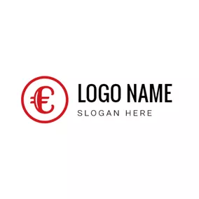 Finance & Insurance Logo Simple Red Circle and Euro Sign logo design
