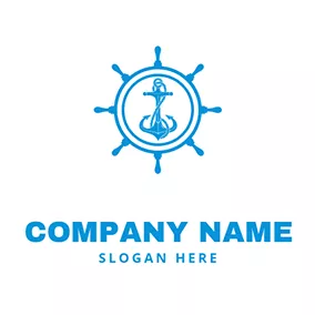 Anker Logo Simple Rudder and Anchor logo design