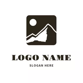 Hiking Logo Simple Sun and Mountain logo design