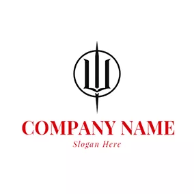 Dreizack Logo Simple Trident and Black Circle logo design