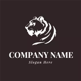 Emblem Logo Simple White Tiger Icon logo design