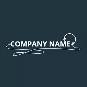 耳机 Logo Simple White Wired Headset logo design