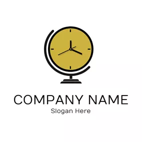 Clock Logo Simple Yellow Clock Icon logo design