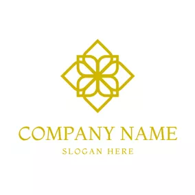 Floral Logo Simple Yellow Lotus logo design