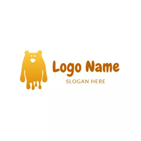Slime Logo Simple Yellow Slime Monster logo design