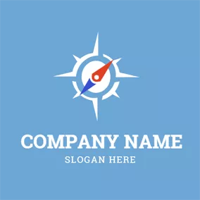Kompass Logo Skyblue and White Compass logo design