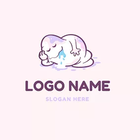 Slime Logo Sleep Monster and Slime logo design