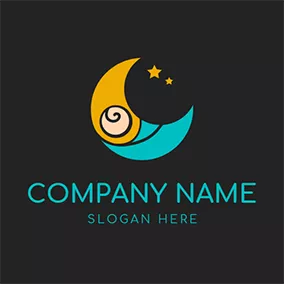 Peace Logo Sleeping Baby and Beautiful Moon logo design