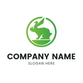 Bunny Logo Small Seated Rabbit and Circle logo design