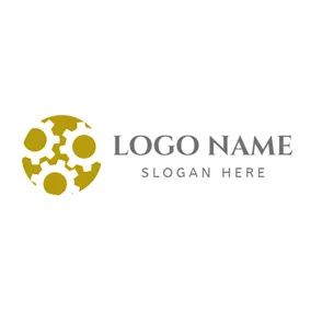 Construction Logo Small White Cogwheel logo design