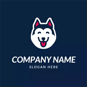 Emblem Logo Smile and Dog Head logo design