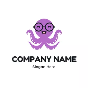 Children & Childcare Logo Smiling Cute Octopus and Glasses logo design