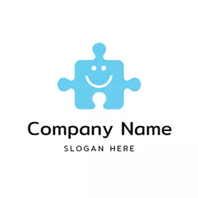 拼图 Logo Smiling Face and Puzzle logo design