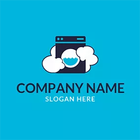 Emblem Logo Soap Bubble and Washing Machine logo design