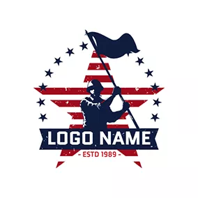 Military Logo Soldier and Flag logo design