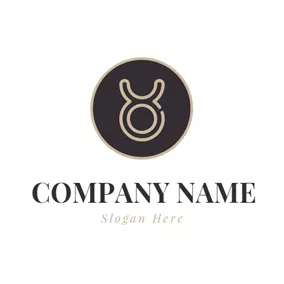 Taurus Logo Solid Color Circle and Hollow Taurus Sign logo design