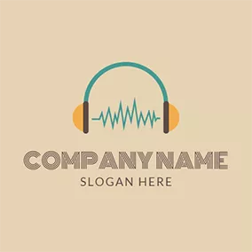 耳机 Logo Sound Wave and Wireless Headphone logo design