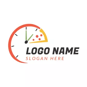 Pizza Logo Special Colorful Clock logo design