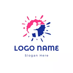 Paintball Logo Spray Paint and Paintball Player logo design