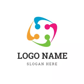 Non-profit Logo Square and Abstract Colorful Person logo design