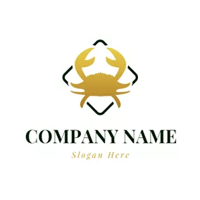 Crab Logo Square and Gradient Golden Crab logo design