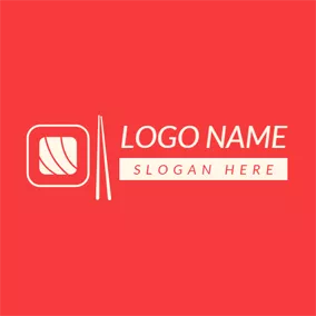Food & Drink Logo Square Bowl and Chopsticks logo design