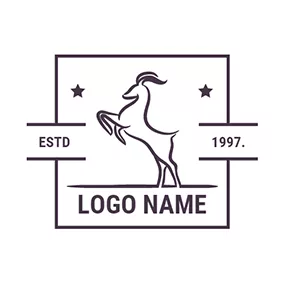 Lamb Logo Square Frame Goat Standing logo design