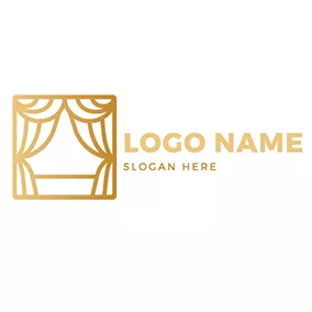 Drama Logo Square Stage Curtain logo design