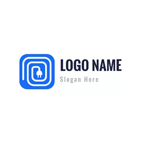 Wire Logo Square Wire Plug logo design
