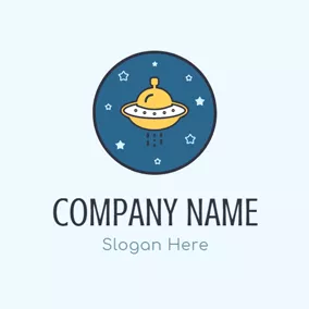 Toys Logo Star Night and Yellow Flying Saucer logo design