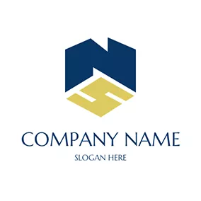 Ns Logo Stereoscopic Geometry Letter N S logo design