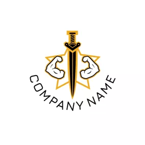 Sword Logo Strong Arm and Sword logo design