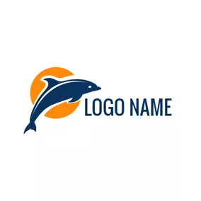 海豚 Logo Sun and Jump Dolphin logo design