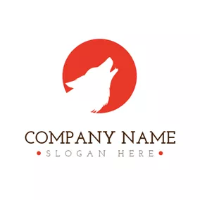 Negative Space Logo Sun and Roaring Wolf logo design