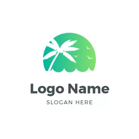 Logótipo De Palmeira Sun and White Palm Tree logo design