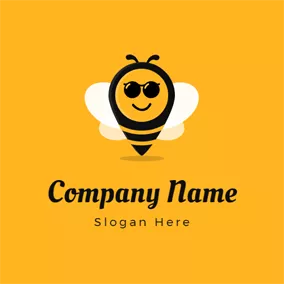 Sunglasses Logo Sunglasses and Cartoon Bee logo design