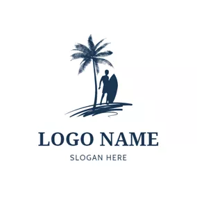 Logótipo De Palmeira Surfer and Palm Tree logo design