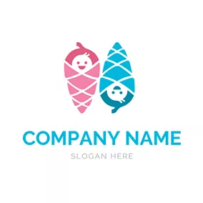 Baby Logo Swaddle Baby Cute Twins logo design