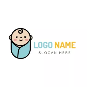 Children & Childcare Logo Swaddling Clothes and Cute Baby logo design