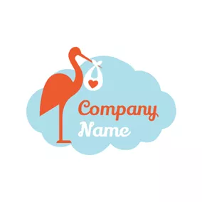 Children & Childcare Logo Swaddling Clothes and Stork logo design