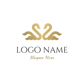 Marriage Logo Symmetry Beautiful Golden Swan logo design